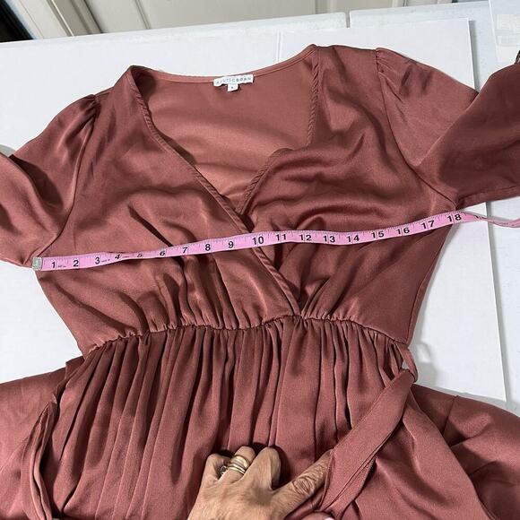 Baltic Born Maxi Dress Size Large Rust Tie Waist Long Sleeve Formal Gown - Picture 11 of 14